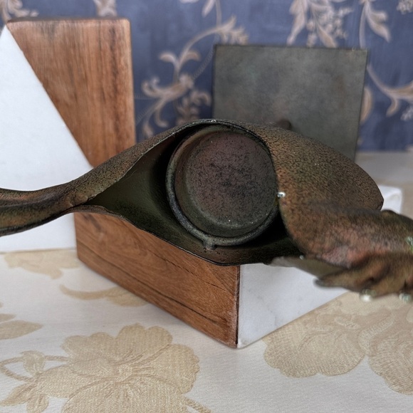Vintage Estate Rustic Brown Metal Rooster Tea Candle Holder